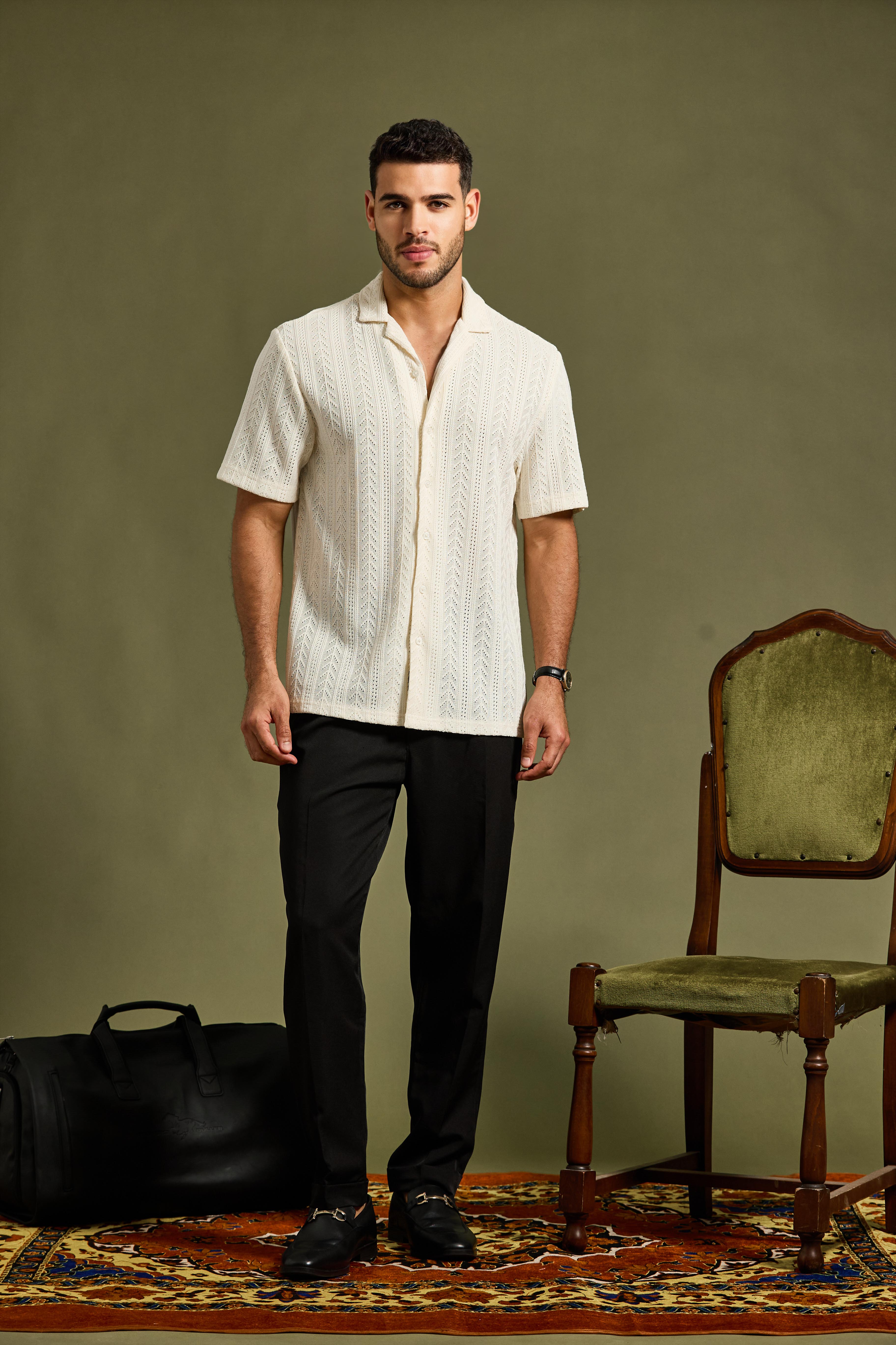 Elvaro Lace-Knit Resort Shirt