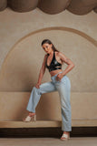 Denim straight leg jean