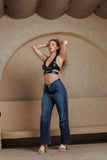 Denim straight leg jean