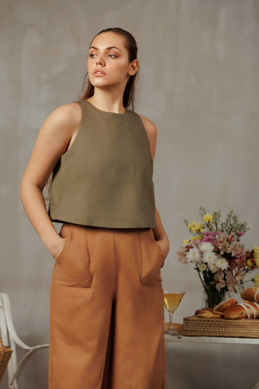 Azalia Loom Linen Top