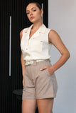 Simply Wear Sleeveless Collared Top